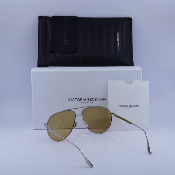 Victoria Beckham VB242S 042 Aviator Sunglasses – Silver/Brown main image 4